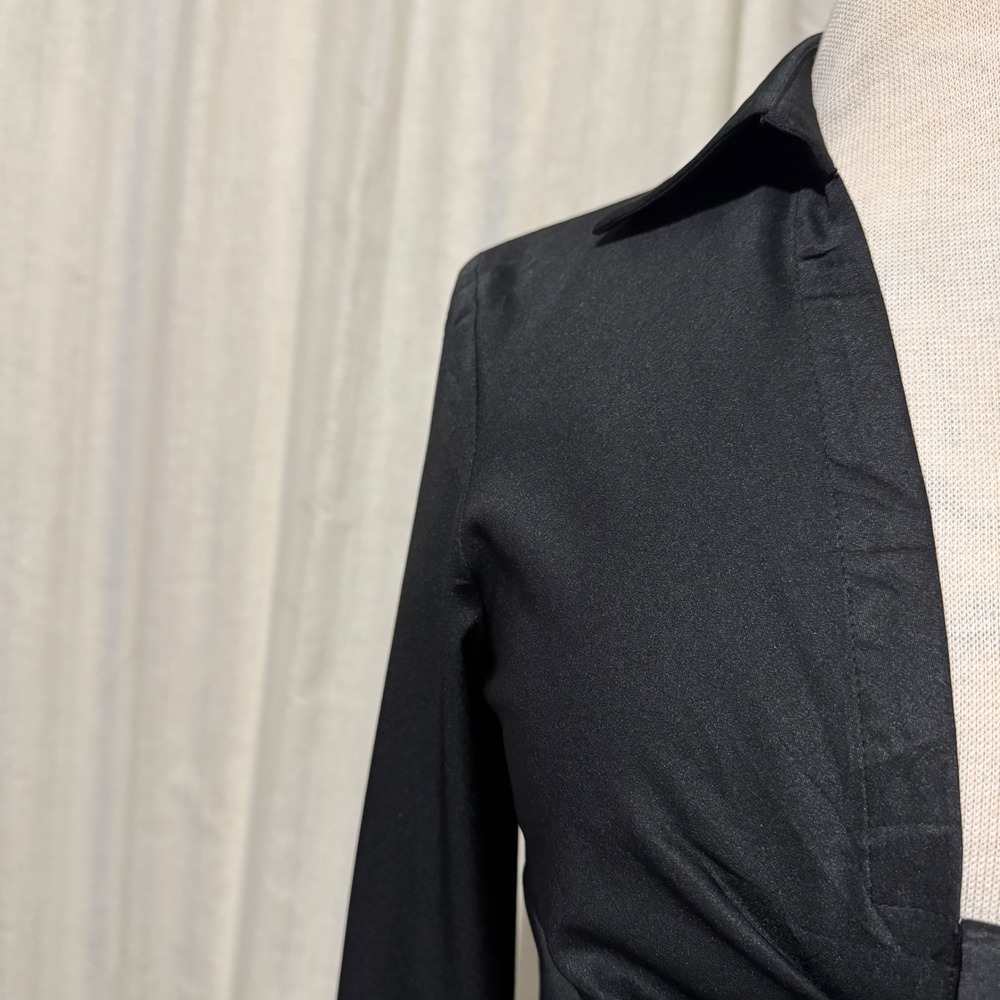 Idem Ditto Black Ruched Front Long Sleeve Collared Button Down Gothic Shirt M - Picture 4 of 14